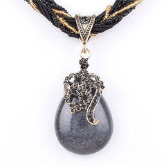 ZOSHI Blue natural crystal stone pendant necklace fashion peacock pendant necklace for women jewelry