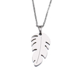 DOTIFI Stainless Steel Necklace For Women Man Lover's Feather Gold And Silver Color Pendant Necklace Engagement Jewelry