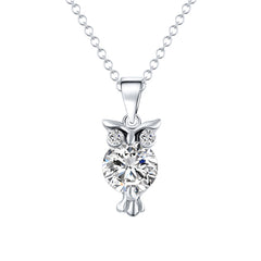 2019 New Zircon Pendants Owl Necklace For Women Crystal Heart Gold Sliver Color Long Necklaces Fashion Jewelry Christmas Gift